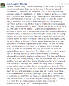 Jancy testimony on Kerala dogs and fake dog attack stories