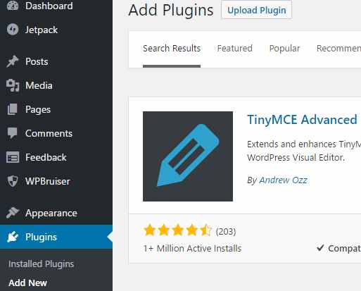 tinymce-advanced plugin in for seo content writing